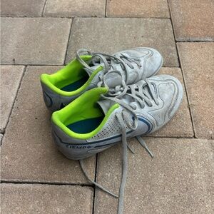 Gray and Neon Green Soccer Cleats